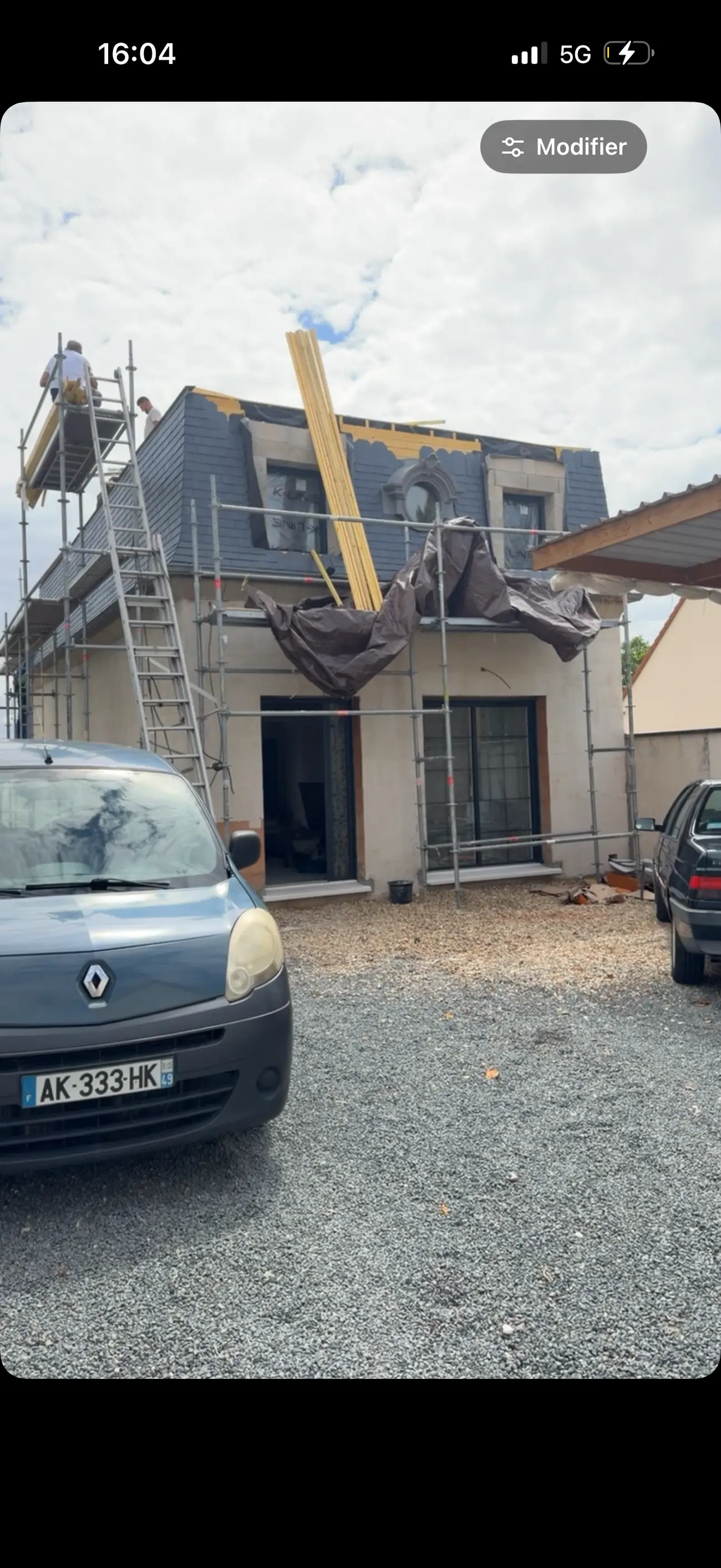 Réfection de comble en cours — Toiture ardoise